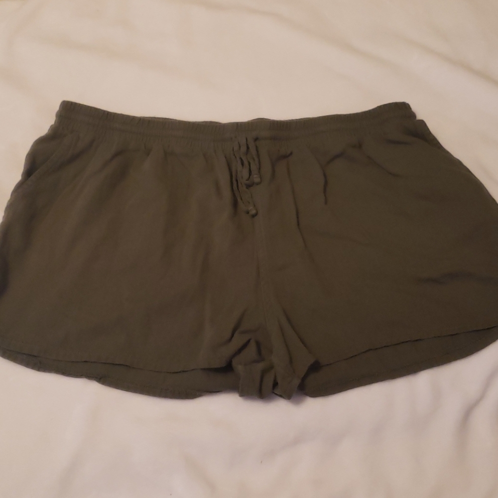 Olive Green Linen Style Shorts